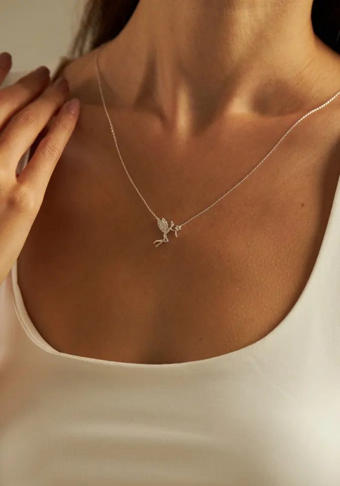 Einzelstück Charm-Kette Fairy Halskette mit Fee Anhänger 925 Sterling Silber von Einzelstück