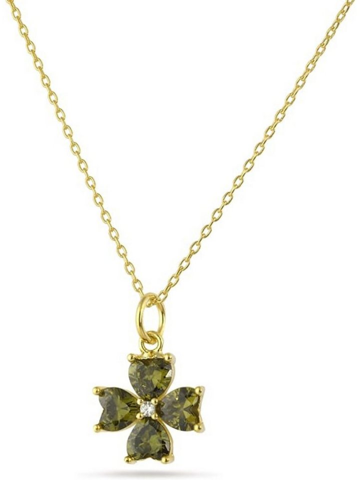 Einzelstück Charm-Kette Halskette mit Kleeblatt Anhänger 925 Sterling Silber von Einzelstück