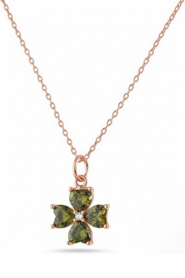 Einzelstück Charm-Kette Halskette mit Kleeblatt Anhänger 925 Sterling Silber von Einzelstück