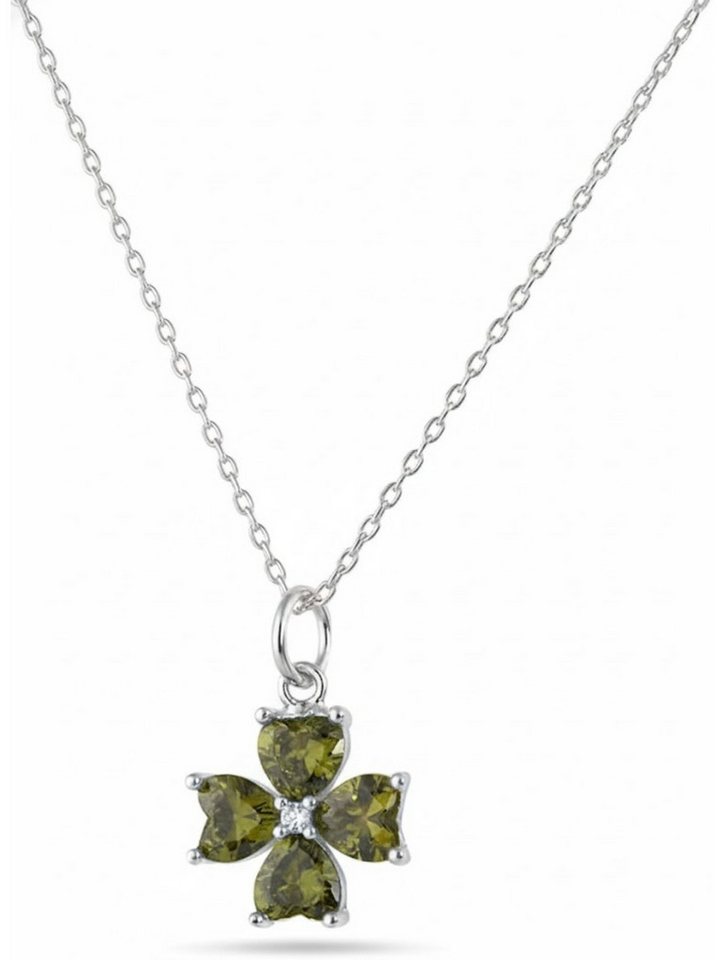 Einzelstück Charm-Kette Halskette mit Kleeblatt Anhänger 925 Sterling Silber von Einzelstück