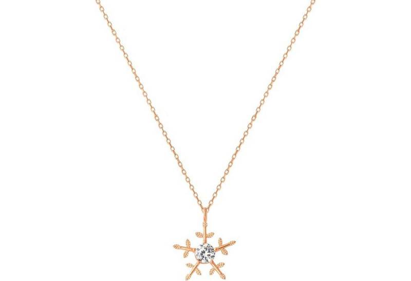 Einzelstück Charm-Kette Schneeflocken Halskette 925 Sterling Silber von Einzelstück