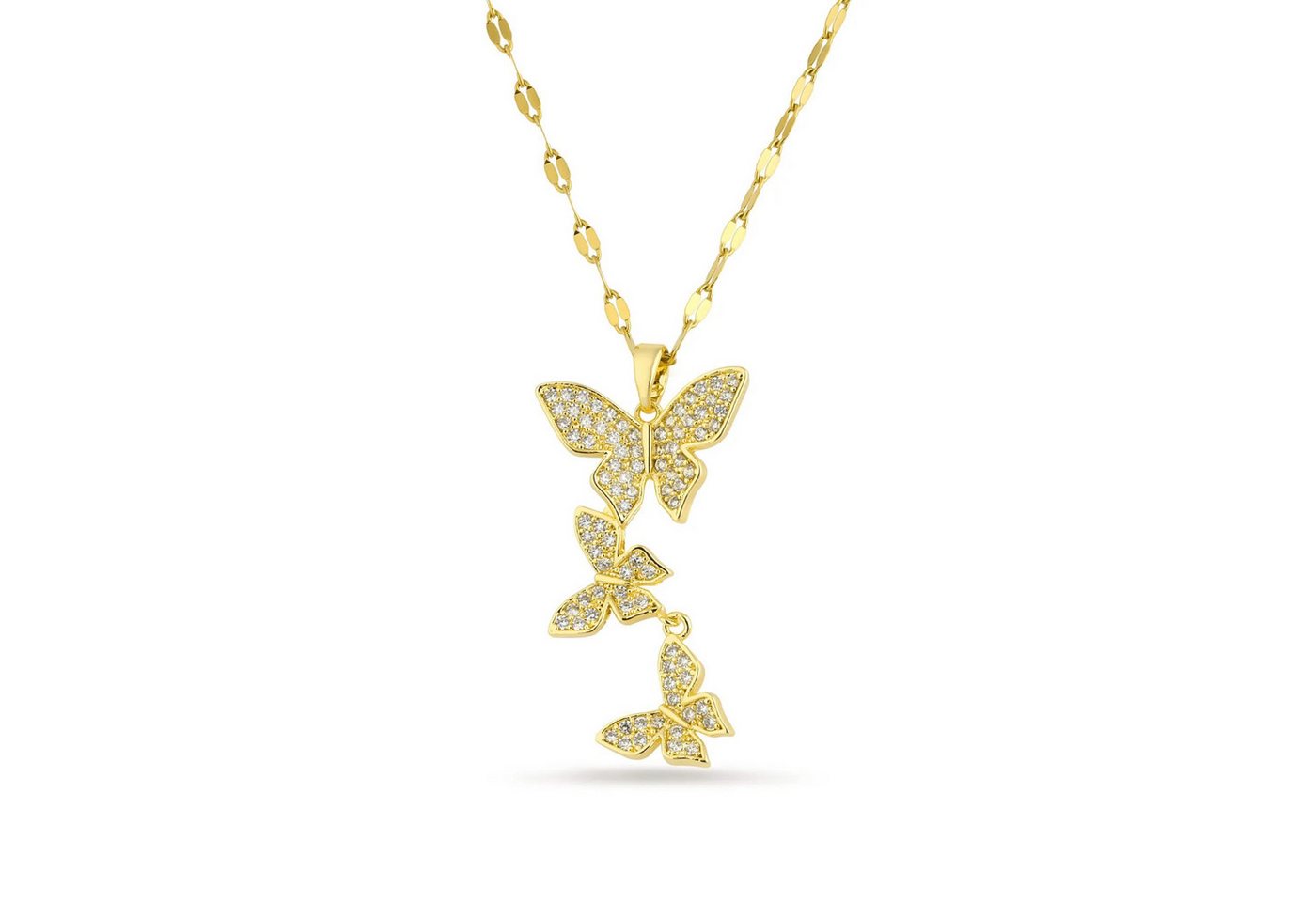 Einzelstück Charm-Kette Three Butterflies Halskette von Einzelstück