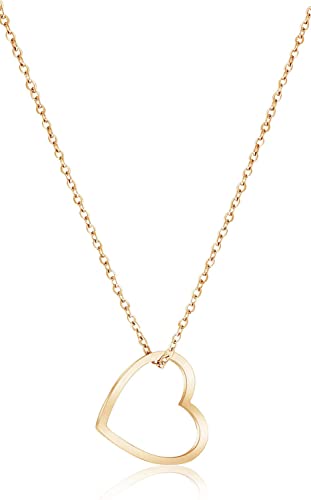 Einzelstück Halskette Herz Anhänger 925 Sterling Silber vergoldet I Damen Mama Geschenk Muttertag (Heart Halskette Gold) von Einzelstück