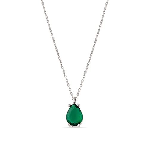 Einzelstück Halskette mit Tropfen Kristall Anhänger; 925 Sterling Silber (Smeraldo Simple Silver) von Einzelstück