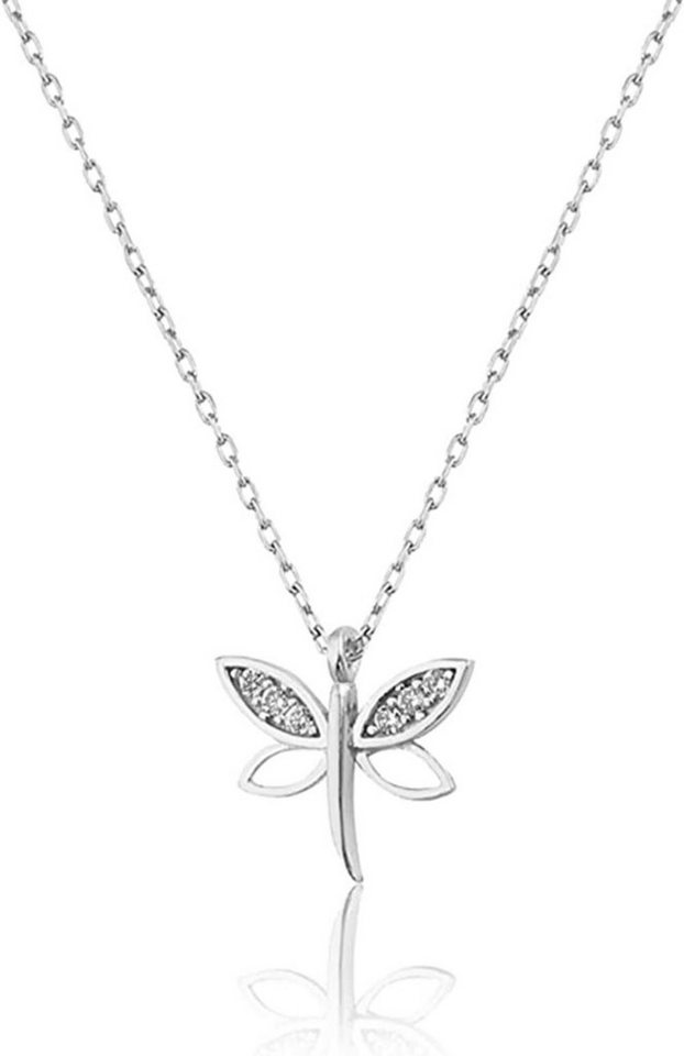 Einzelstück Kette mit Anhänger Einzelstück Dragonfly Kette 925 Sterling Silber (gold, rosé, silber) von Einzelstück