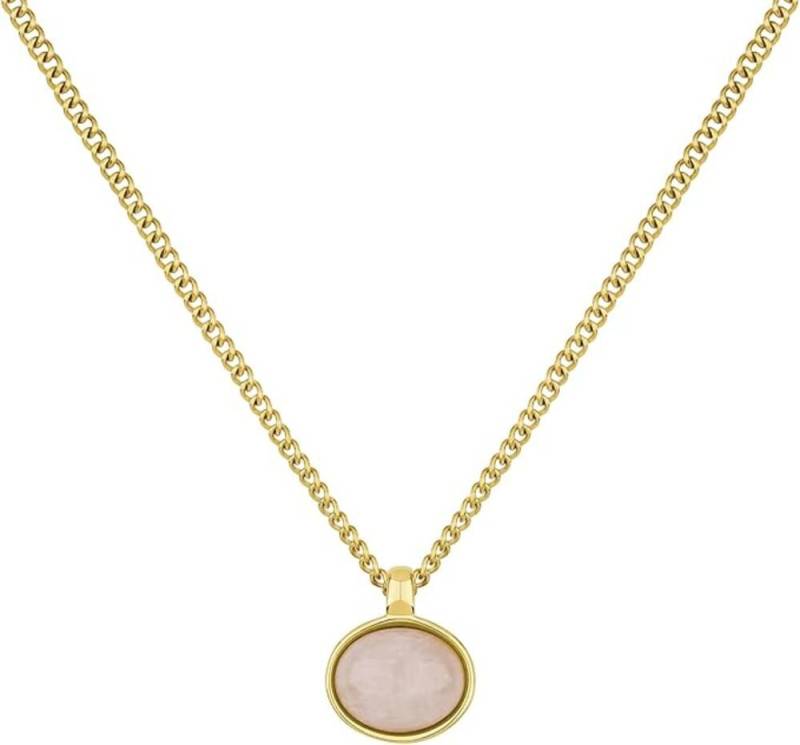 Einzelstück Kette mit Anhänger Halskette Damen Kette Wasserfest Ubud Stein 14K vergoldet Edelstahl von Einzelstück