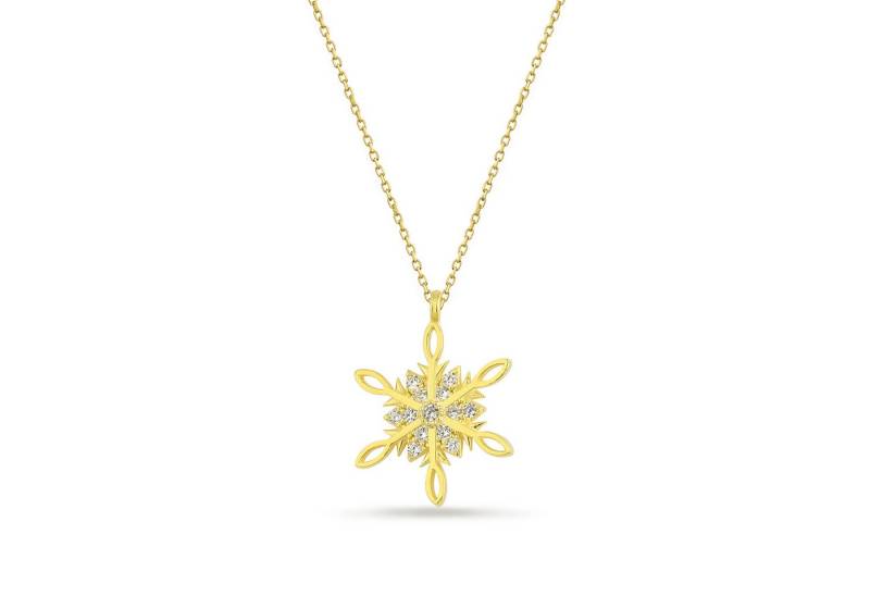 Einzelstück Kette mit Anhänger Halskette mit Schneeflocke Anhänger Misty Gold von Einzelstück