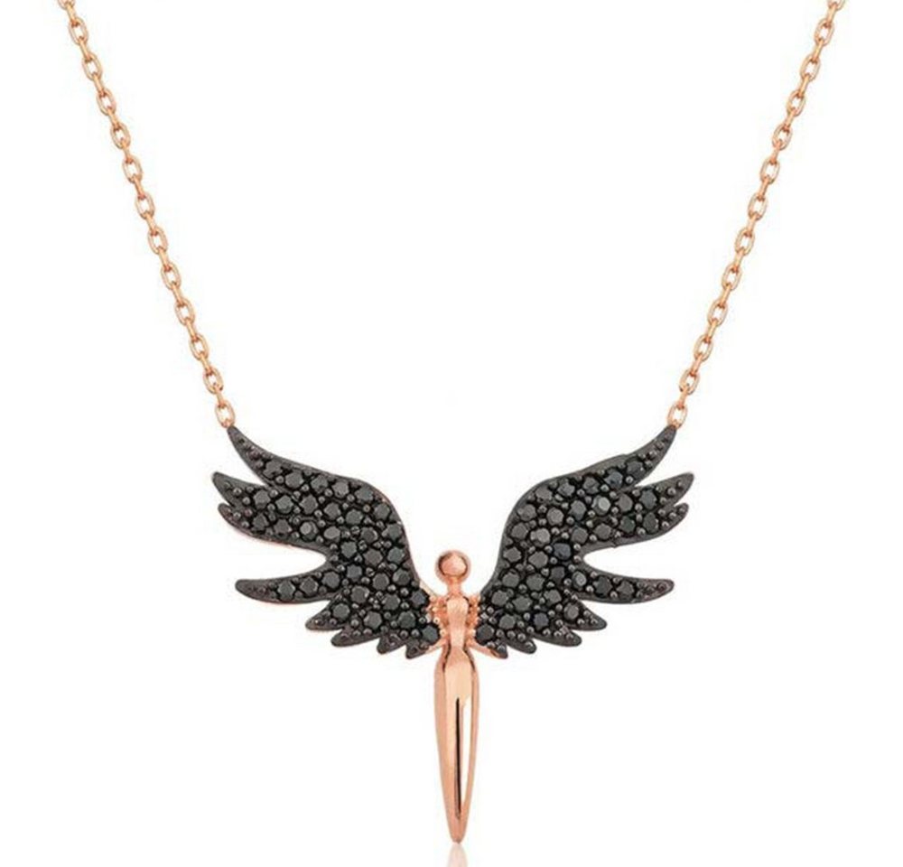 Einzelstück Kette mit Anhänger Schutzengel Halskette 925 Sterling Silber I 14K vergoldet Kette Engel von Einzelstück