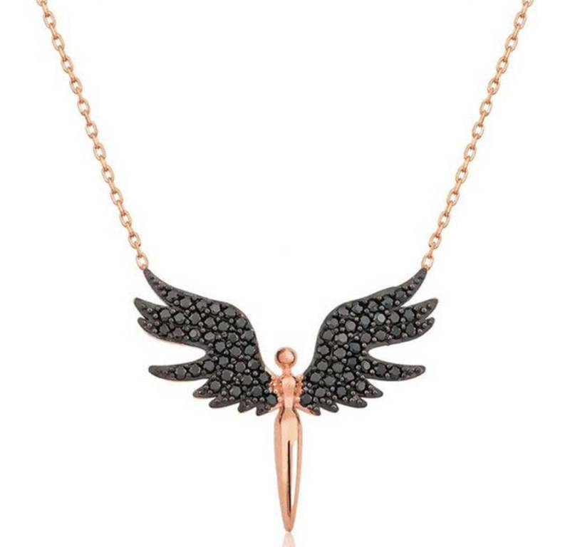 Einzelstück Kette mit Anhänger Schutzengel Halskette 925 Sterling Silber I 14K vergoldet Kette Engel von Einzelstück