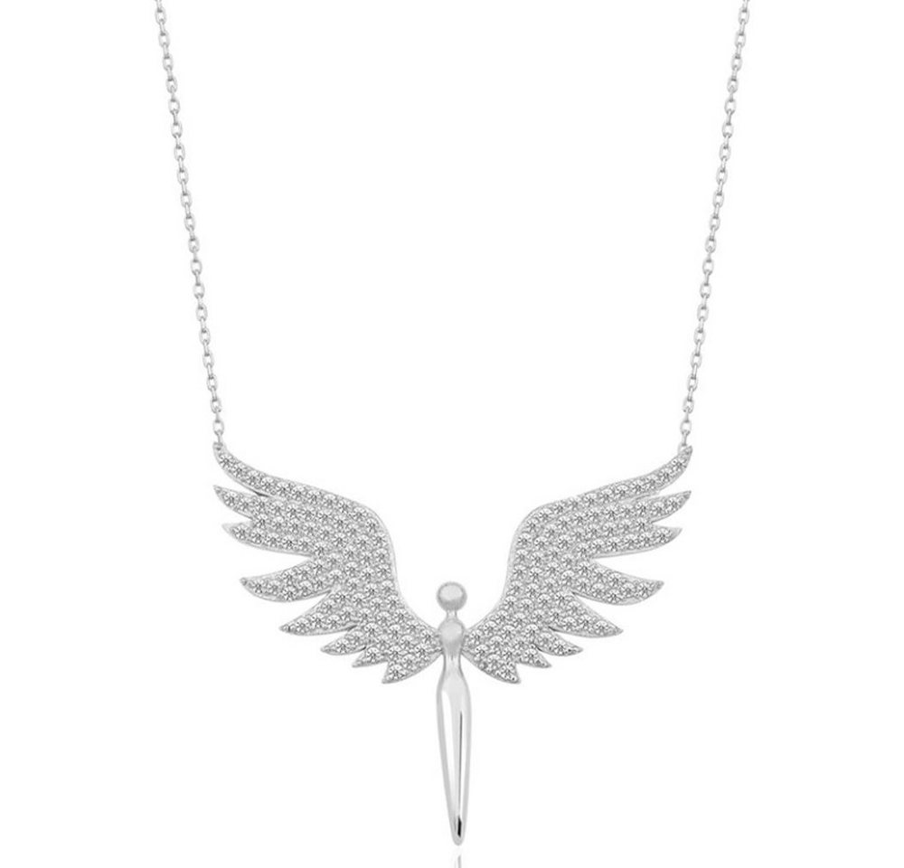 Einzelstück Kette mit Anhänger Schutzengel Halskette 925 Sterling Silber I 14K vergoldet Kette Engel von Einzelstück