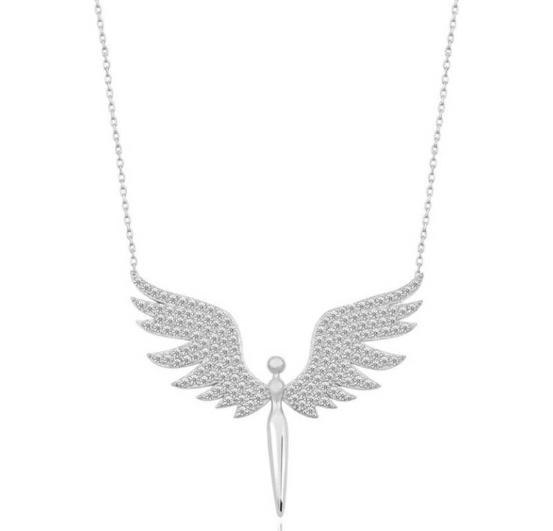 Einzelstück Kette mit Anhänger Schutzengel Halskette 925 Sterling Silber I 14K vergoldet Kette Engel von Einzelstück