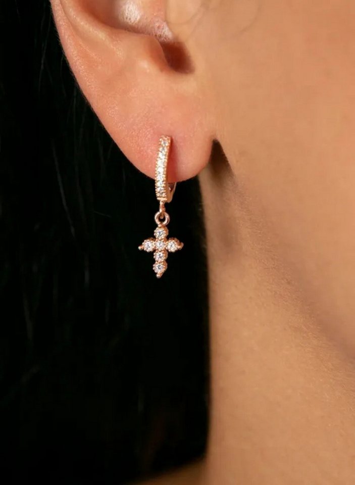 Einzelstück Ohrring-Set Cross Hoops von Einzelstück