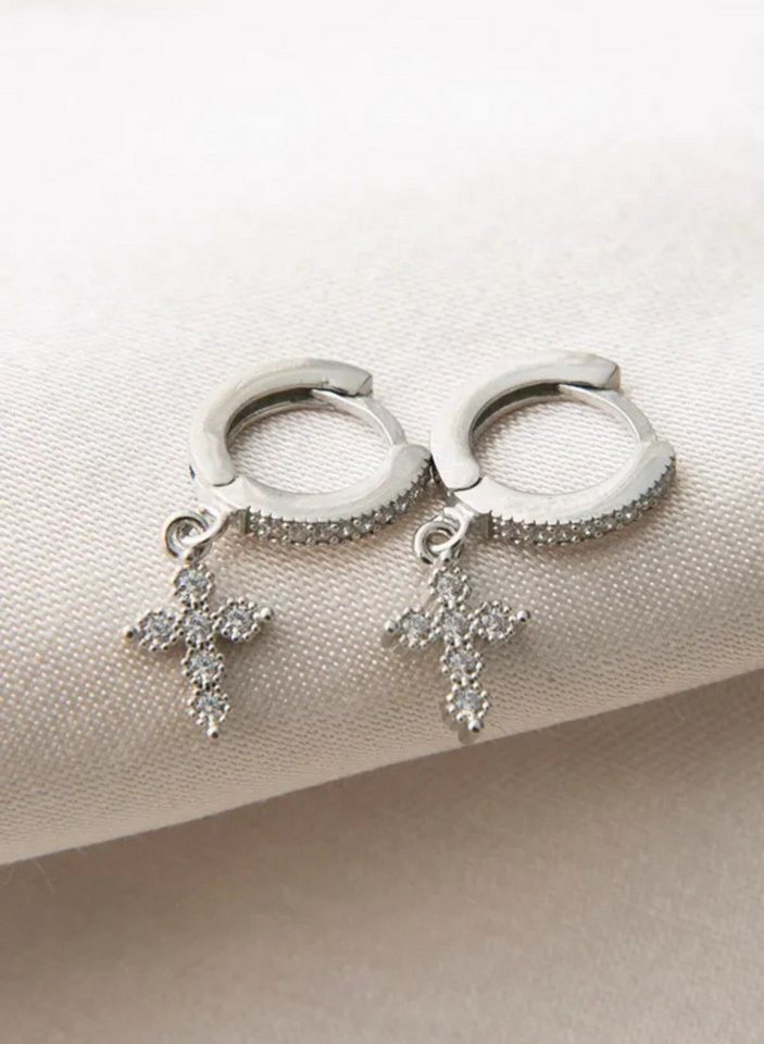Einzelstück Ohrring-Set Cross Hoops von Einzelstück