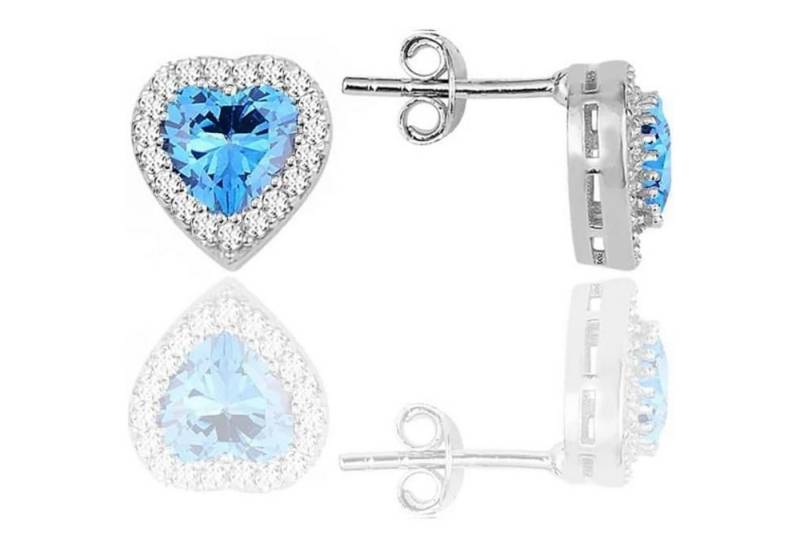 Einzelstück Ohrstecker-Set Ohrstecker mit funkelndem Herz 925 Sterling Silber von Einzelstück