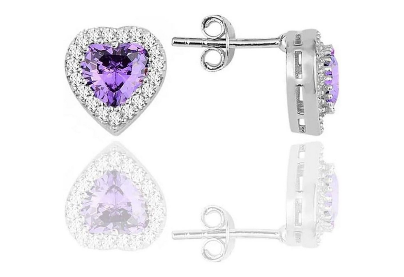 Einzelstück Ohrstecker-Set Ohrstecker mit funkelndem Herz 925 Sterling Silber von Einzelstück