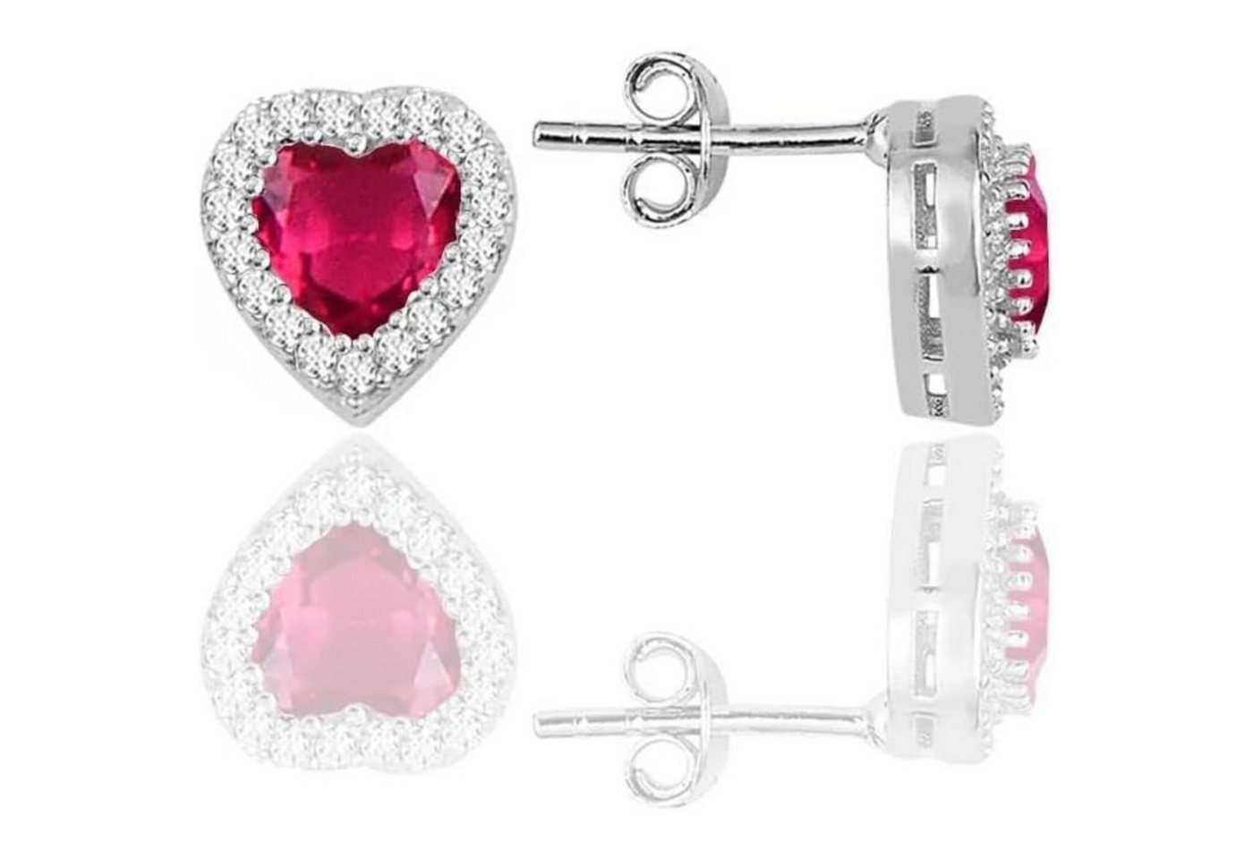 Einzelstück Ohrstecker-Set Ohrstecker mit funkelndem Herz 925 Sterling Silber von Einzelstück