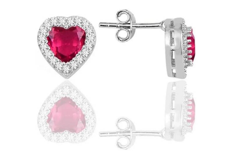 Einzelstück Ohrstecker-Set Ohrstecker mit funkelndem Herz 925 Sterling Silber von Einzelstück