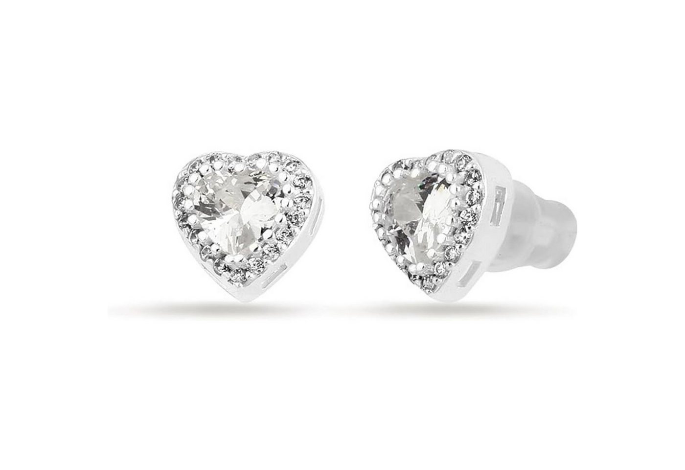 Einzelstück Ohrstecker-Set Ohrstecker mit funkelndem Herz 925 Sterling Silber von Einzelstück
