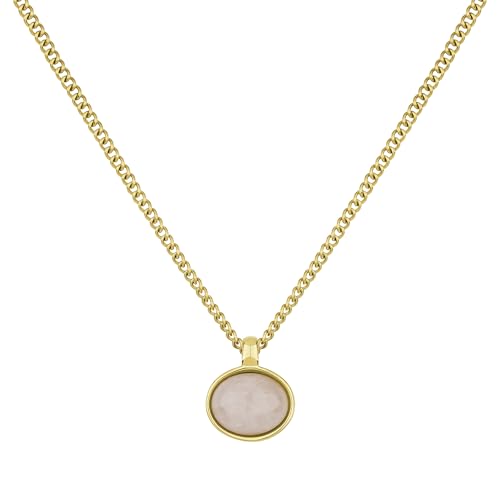 Einzelstück Ubud Halskette mit Naturstein Anhänger 14K vergoldet Edelstahl (Ubud Halskette Rosequartz) von Einzelstück