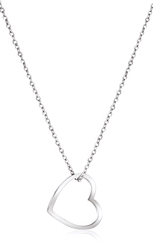 Einzelstück® Halskette mit Herz Anhänger 925 Sterling Silber Schmuck Set Geschenk (Heart Halskette Silber) von Einzelstück