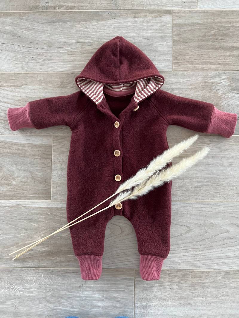 Merinofleeceanzug/ Fleeceoverall/Babyanzug Aus Merinowolle Größe 68/74 Gefütterte Kapuze Mit Wolle/Seide von EinzigArtLaden