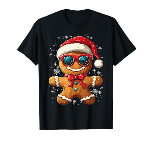 Einzigartige Weihnachtsdesigns - Lustiges Weihnachten Motiv Lebkuchenmann Gingerbread Man T-Shirt - Unisex - Schwarz - S von Einzigartige Weihnachtsdesigns
