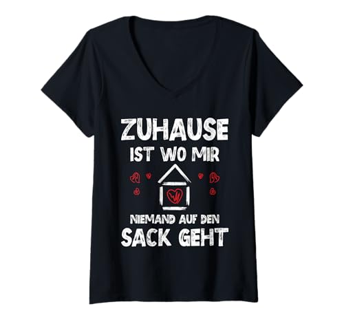 Damen Erste Wohnung wohnen Einweihung T-Shirt mit V-Ausschnitt Damen Erste Wohnung wohnen Einweihung T-Shirt mit V-Ausschnitt von Einzug und Wohnungswechsel Zubehör für Nachbarn