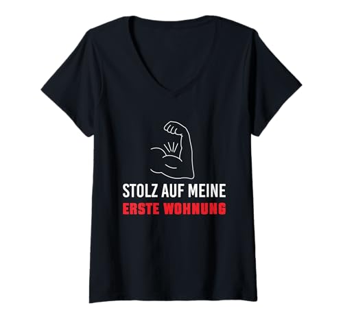 Damen Wohnungswechsel Umzug erste Wohnung T-Shirt mit V-Ausschnitt Damen Wohnungswechsel Umzug erste Wohnung T-Shirt mit V-Ausschnitt von Einzug und Wohnungswechsel Zubehör für Nachbarn