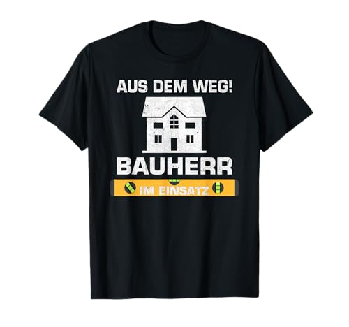 Einzugsgeschenke Haus Hausbau Geschenk Männer - Bauherr-T-Shirt Schwarz S - Klassisches V-Ausschnitt Kurzarm Buchstabenmuster T-Shirt - Herren, Erwachsene Männer, humorvoll, lässig von Einzugsgeschenke Haus Hausbau Geschenk Männer