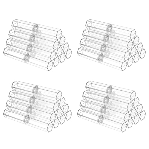 Eioeeklop 40 Stück Acryl-Stiftboxen, Transparent, Kugelschreiber-Etui, Bleistift, Geschenkbox, Stift-Aufbewahrungsbehälter, Sechseckig, Einzeln für Schule, Büro von Eioeeklop