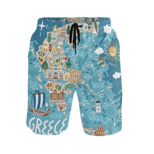 Griechenland Karte Tropische Herren Badehose Strand Shorts Schnell Trocknende Swim Board shorts Mit Taschen M von Eionryn