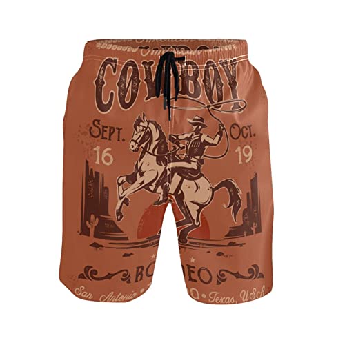 Retro Rodeo Cowboy Herren Badehose Strand Shorts Quick Dry Swim Board Shorts With Pockets XL von Eionryn
