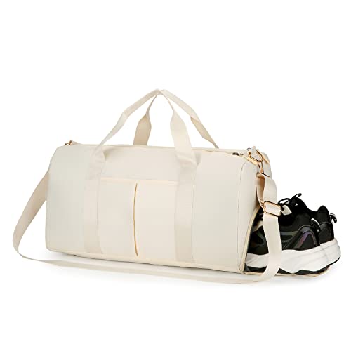 Eirsdoik Sporttasche, Sporttasche, Sporttasche, Sporttasche, für Damen und Herren, Reisetasche, mit Nassfach und Schuhfach, Sporttasche, Beige, Modern von Eirsdoik