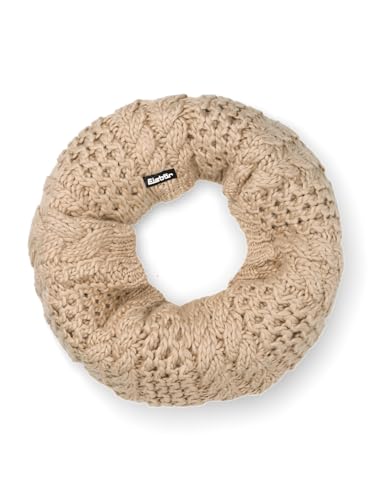Eisbär Schlauchschal Damen Afra Loop Beige - Merino Schal schützt vor Kälte und Wind - Halstuch weich warm Haube für immer aus Österreich von Eisbär