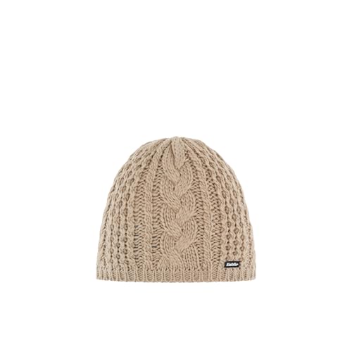 Eisbär Mütze Damen Afra Beige - Merino Wollmütze für Frauen - mit Fleece schützt vor Kälte und Wind - weiche Strickmütze mit Zopfmuster - die Haube für Immer aus Österreich von Eisbär