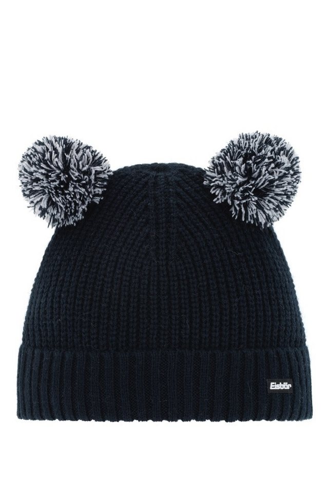 Eisbär Bommelmütze Wintermütze (Pompon) Ponti - mit Wollpompon als Ohren - dunkelblau von Eisbär