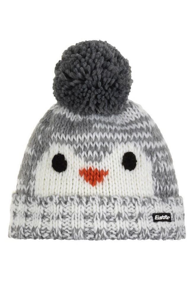 Eisbär Bommelmütze Wintermütze (Pompon) Rico - mit Pinguinmotiv - weiss/grau - Kinder von Eisbär