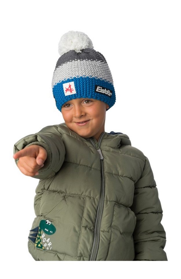 Eisbär Bommelmütze Wintermütze (Pompon) Star SA Kinder - blau/grau - 1 Stück von Eisbär