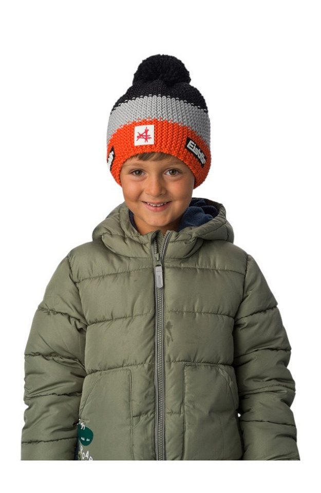 Eisbär Bommelmütze Wintermütze (Pompon) Star SA Kinder - orange/schwarz/grau - 1 Stück von Eisbär