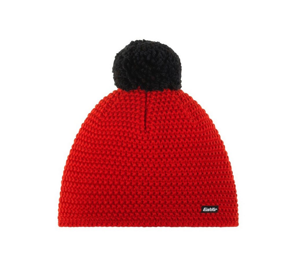 Eisbär Bommelmütze Wintermütze Jamie mit Bommel (Pompon) Merinowolle rot/schwarz von Eisbär