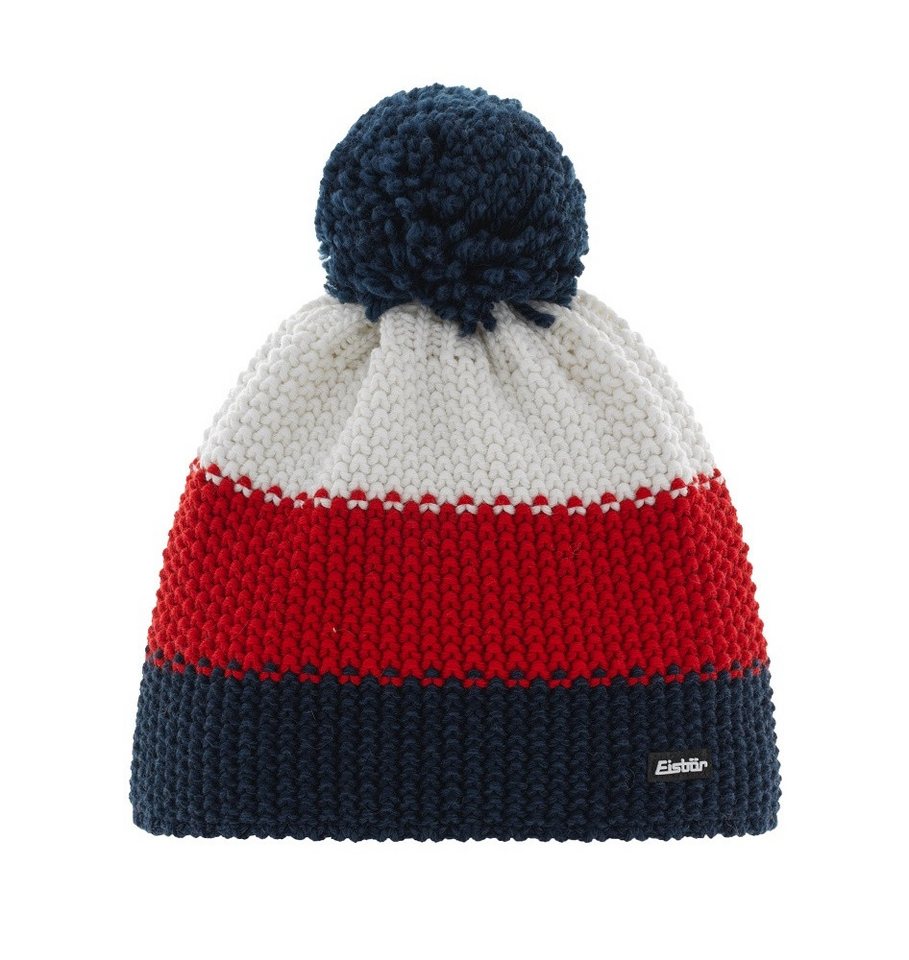 Eisbär Bommelmütze Wintermütze Star mit Bommel (Pompon) dunkelblau/rot/weiss - 1 Stück von Eisbär