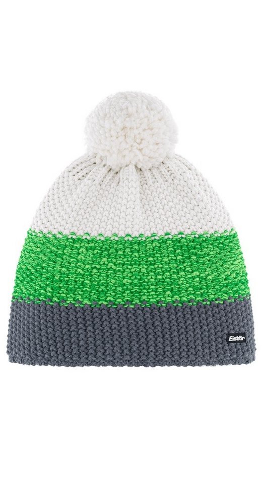 Eisbär Bommelmütze Wintermütze Star mit Bommel (Pompon) grau/grün/weiss - 1 Stück von Eisbär