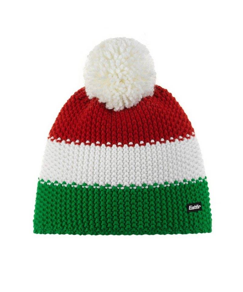 Eisbär Bommelmütze Wintermütze Star mit Bommel (Pompon) grün/rot/weiss - 1 Stück von Eisbär