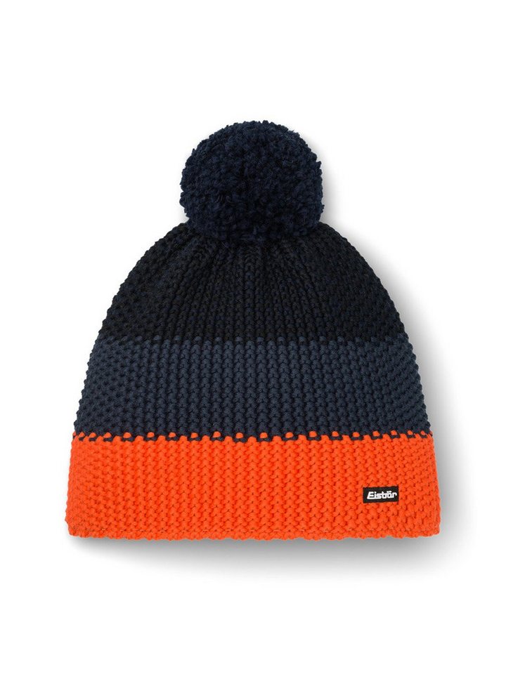 Eisbär Bommelmütze Wintermütze Star mit Bommel (Pompon) orange/navyblau/schwarz - 1 Stück von Eisbär