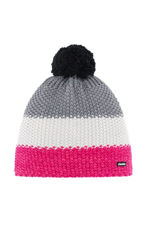 Eisbär Bommelmütze Wintermütze Star mit Bommel (Pompon) pink/grau/weiss - 1 Stück von Eisbär