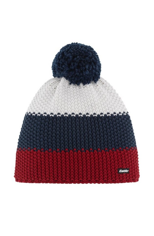 Eisbär Bommelmütze Wintermütze Star mit Bommel (Pompon) rot/dunkelblau/weiss - 1 Stück von Eisbär
