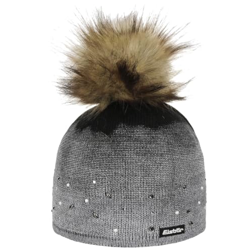 Eisbär Dip Dye Lux Crystal Mütze Pudelmütze Wintermütze Beanie Damenmütze Strickmütze Damen - Made in Austria mit Futter, Futter Herbst-Winter Winter - One Size schwarz von Eisbär