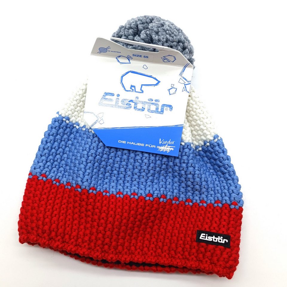 Eisbär Jerseymütze Star Pompon Kids rot-blau-weiß von Eisbär