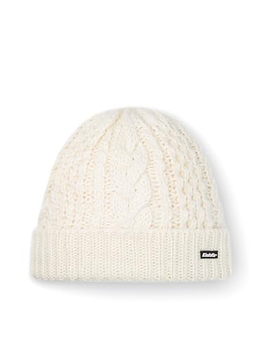 Eisbär Mütze Damen Afratos Weiß - Merino Wollmütze für Frauen mit Fleece schützt vor Kälte und Wind - Strickmütze mit Umschlag Beanie mit Zopfmuster Bequeme Haube für Immer von Eisbär