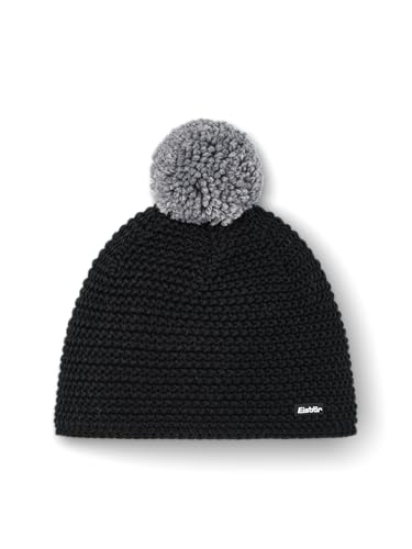 Eisbär Mütze Damen & Herren Jamie Pompon Schwarz - Merino Unisex mit Fleece schützt vor Kälte und Wind - Klassische Bunte Bommelmütze Strickmütze Haube aus Österreich von Eisbär